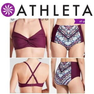 Athleta twister top Wild Bloom  HighWaist Bikini M
